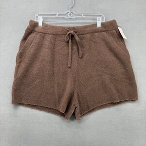 Auden Bouclé Knit Shorts Womens 1X Brown Lounge Sleepwear Lounge